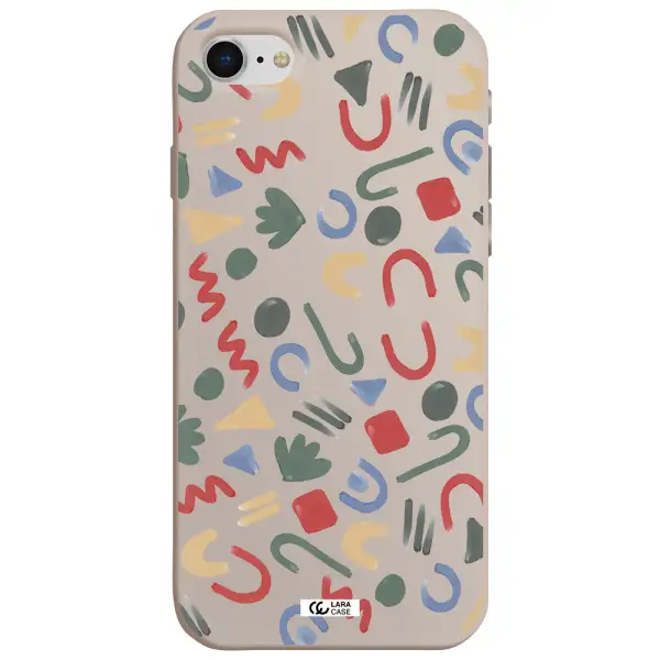 a pattern of colorful shapes Apple iPhone se 2020 Silicone Stone Case