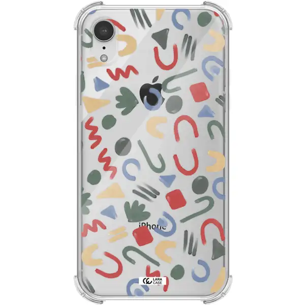 a pattern of colorful shapes Apple iPhone XR Clear PC Case