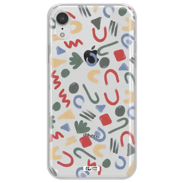 a pattern of colorful shapes Apple iPhone XR Clear TPU Case