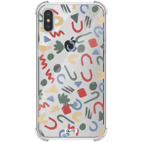 a pattern of colorful shapes Apple iPhone XS Clear PC Case
