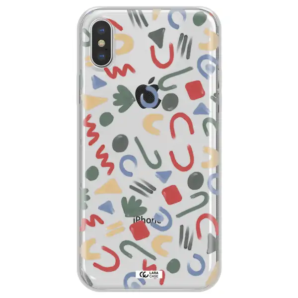 a pattern of colorful shapes Apple iPhone XS Clear TPU Case