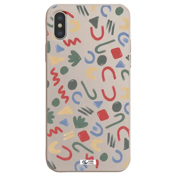a pattern of colorful shapes Apple iPhone XS Silicone Stone Case
