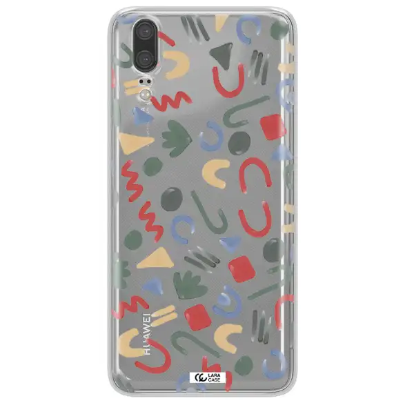 a pattern of colorful shapes Huawei P20 Clear TPU Case