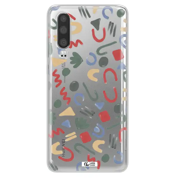a pattern of colorful shapes Huawei P30 Clear TPU Case