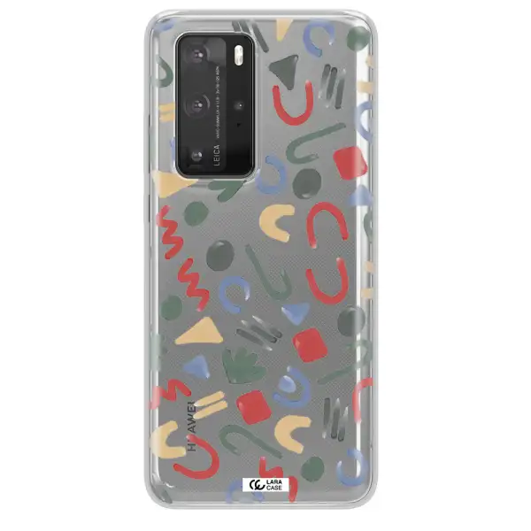 a pattern of colorful shapes Huawei P40 Pro Clear TPU Case