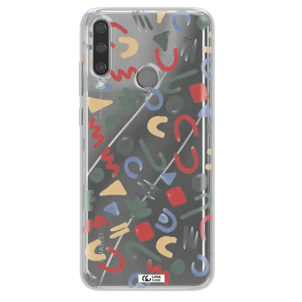 a pattern of colorful shapes Huawei Y6P Clear TPU Case