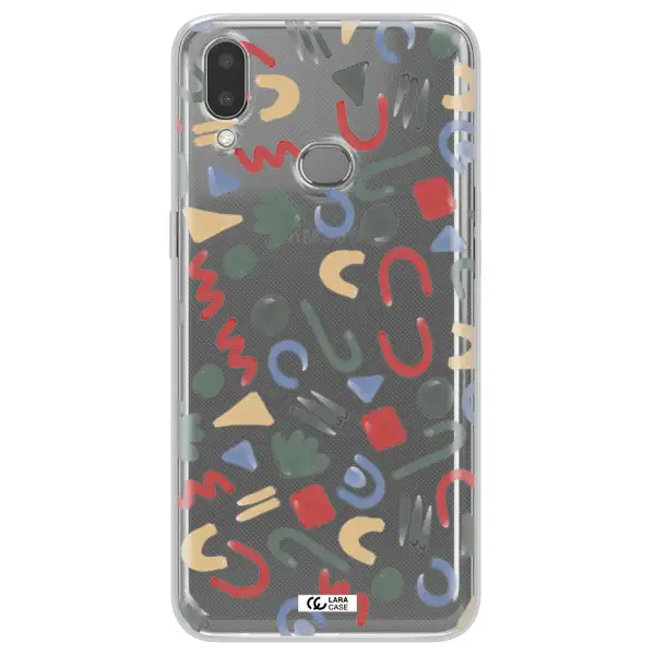 a pattern of colorful shapes Samsung A10S Clear TPU Case