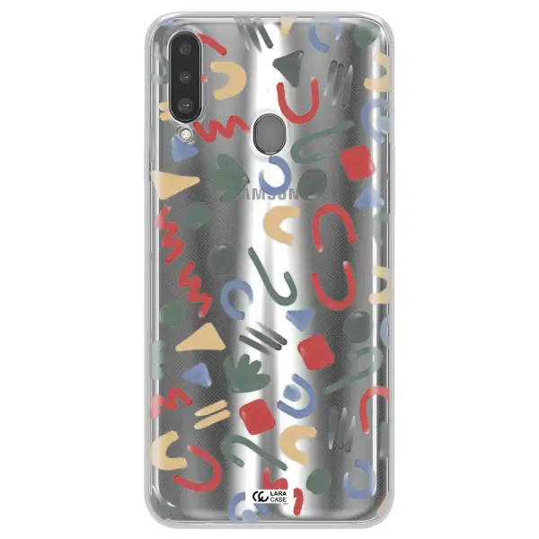 a pattern of colorful shapes Samsung A20S Clear TPU Case