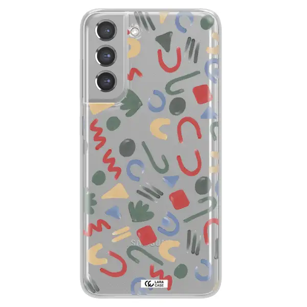 a pattern of colorful shapes Samsung A21 Fe Clear TPU Case