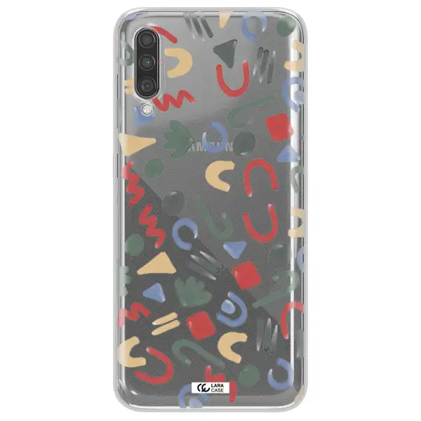 a pattern of colorful shapes Samsung A30S Clear TPU Case