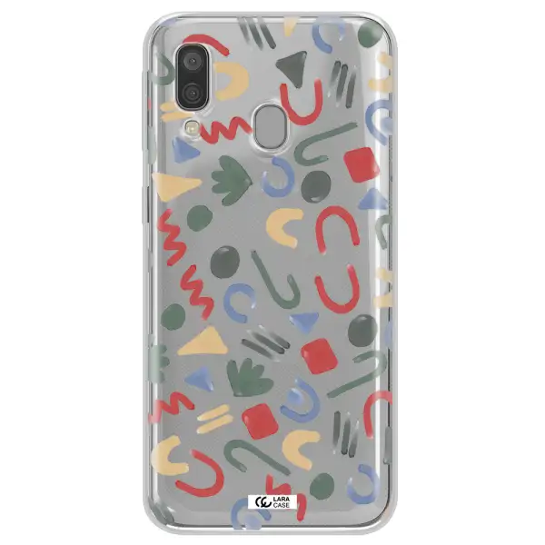 a pattern of colorful shapes Samsung A40 Clear TPU Case