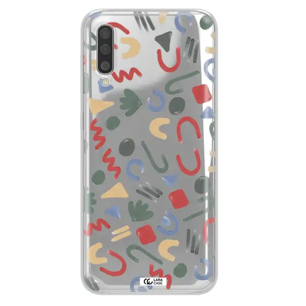 a pattern of colorful shapes Samsung A50 Clear TPU Case