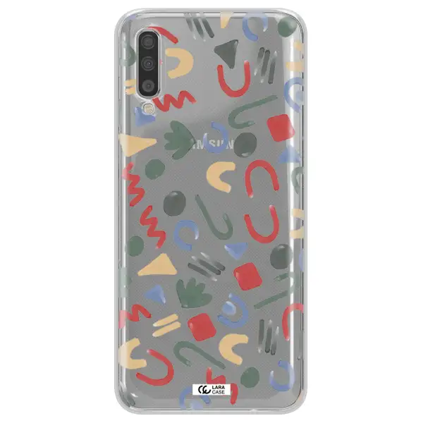 a pattern of colorful shapes Samsung A70 Clear TPU Case
