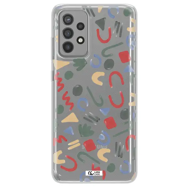 a pattern of colorful shapes Samsung A72 Clear TPU Case