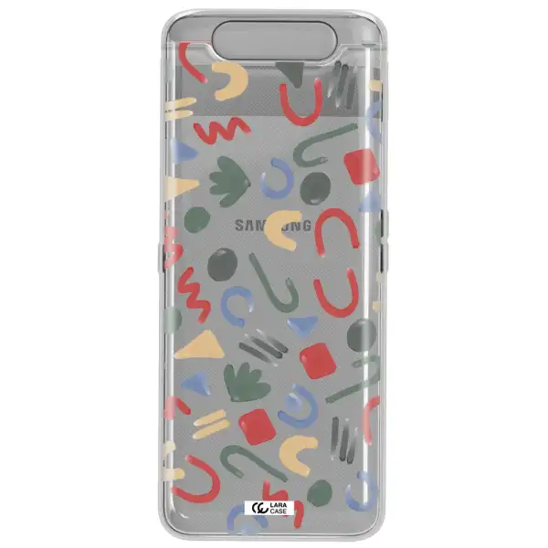 a pattern of colorful shapes Samsung A80 Clear TPU Case