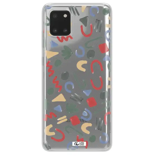 a pattern of colorful shapes Samsung A81 Clear TPU Case