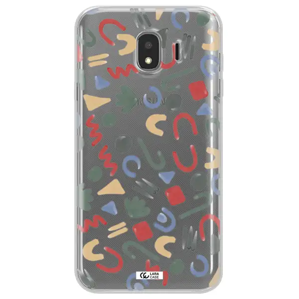 a pattern of colorful shapes Samsung J4 Clear TPU Case