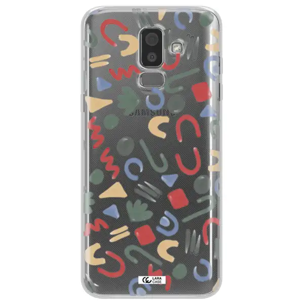a pattern of colorful shapes Samsung J8 Clear TPU Case