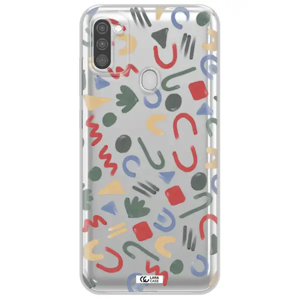 a pattern of colorful shapes Samsung M11 Clear TPU Case