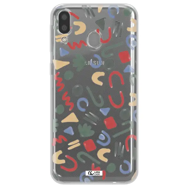 a pattern of colorful shapes Samsung M20 Clear TPU Case