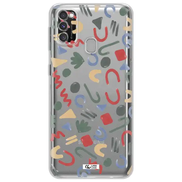 a pattern of colorful shapes Samsung M30S Clear TPU Case