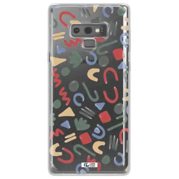 a pattern of colorful shapes Samsung Note 9 Clear TPU Case