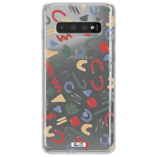 a pattern of colorful shapes Samsung S10 Clear TPU Case