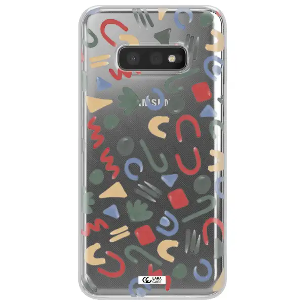 a pattern of colorful shapes Samsung S10e Clear TPU Case