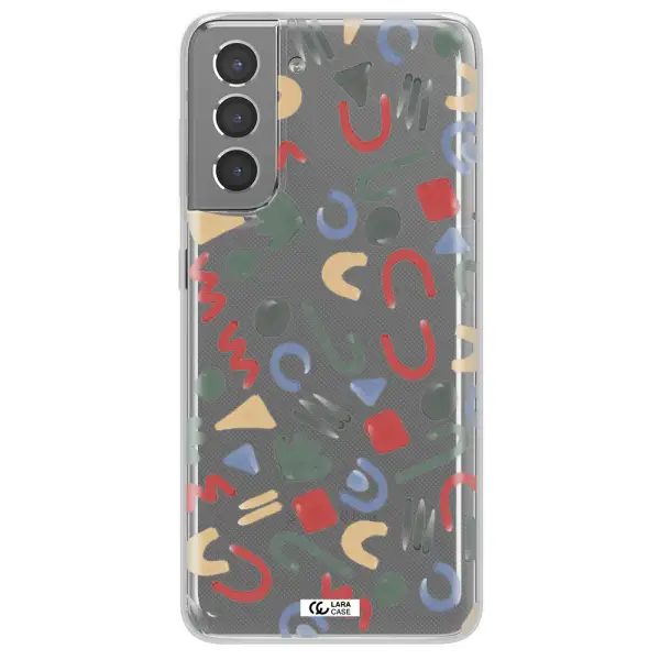 a pattern of colorful shapes Samsung S21 Plus Clear TPU Case