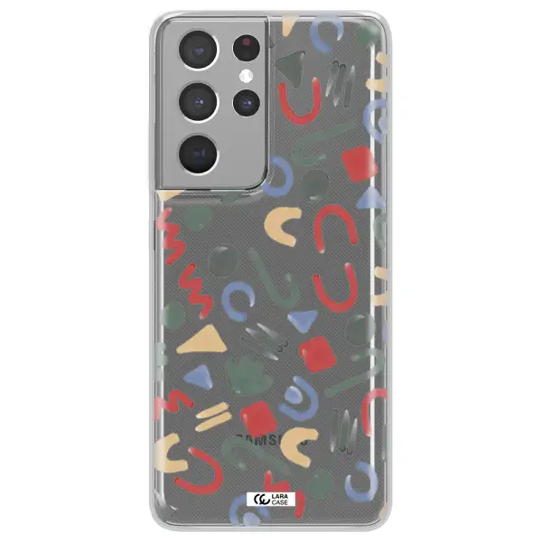 a pattern of colorful shapes Samsung S21 Ultra Clear TPU Case