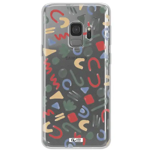 a pattern of colorful shapes Samsung S9 Clear TPU Case