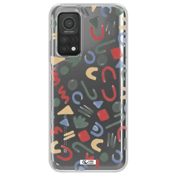 a pattern of colorful shapes Xiaomi Mi 10T Clear TPU Case