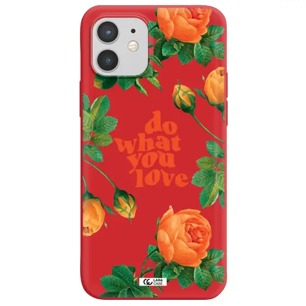 a close up of flowers Apple iPhone 12 Silicone Imperial Red Case