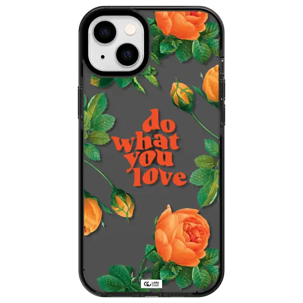 a close up of flowers Apple iPhone 14 plus impact Smoke Black Case