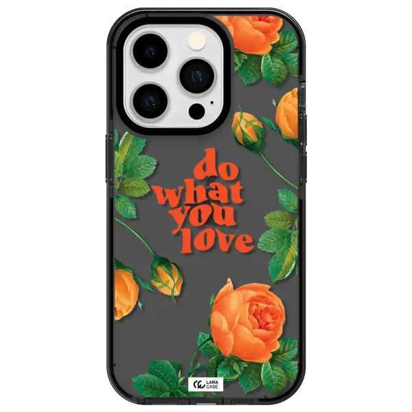 a close up of flowers Apple iPhone 14 pro impact Smoke Black Case