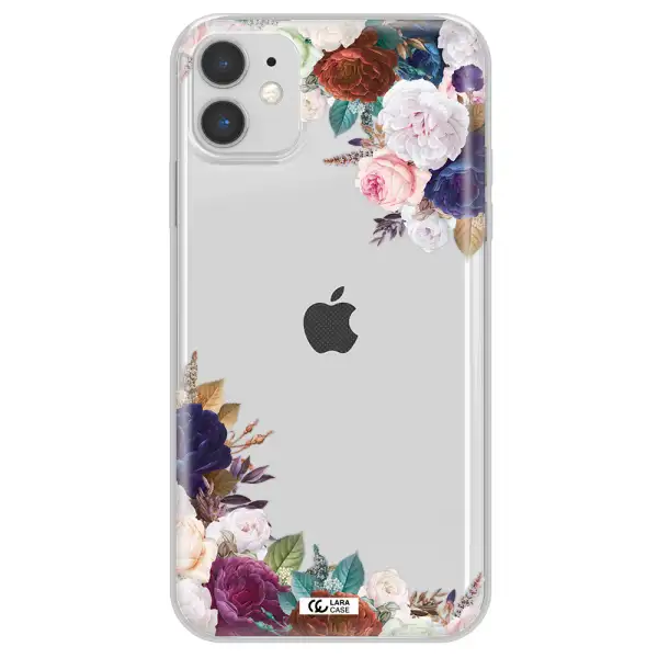 a corner of flowers with leaves Apple iPhone 11 Clear TPU Case