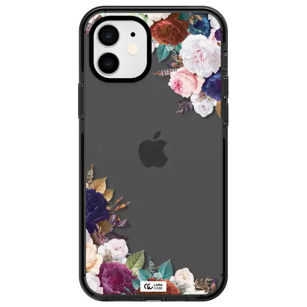 a corner of flowers with leaves Apple iPhone 11 impact Smoke Black Case