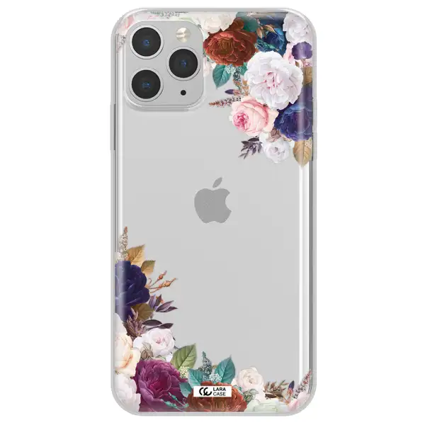 a corner of flowers with leaves Apple iPhone 11 pro Clear TPU Case
