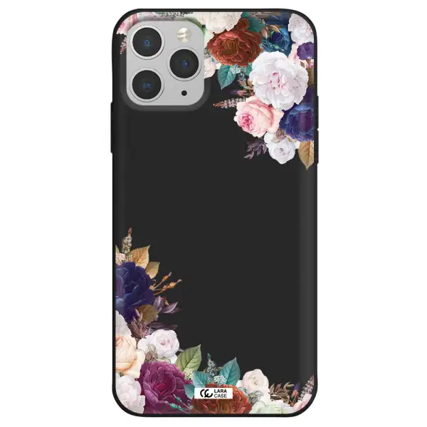 a corner of flowers with leaves Apple iPhone 11 pro max Silicone black Case