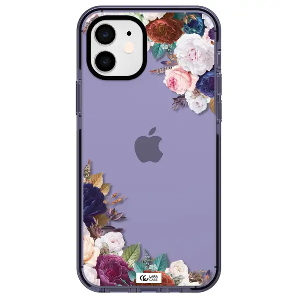 a corner of flowers with leaves Apple iPhone 12 impact Lilac Case