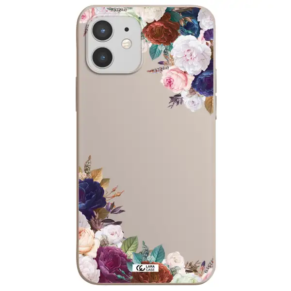 a corner of flowers with leaves Apple iPhone 12 mini Silicone Stone Case