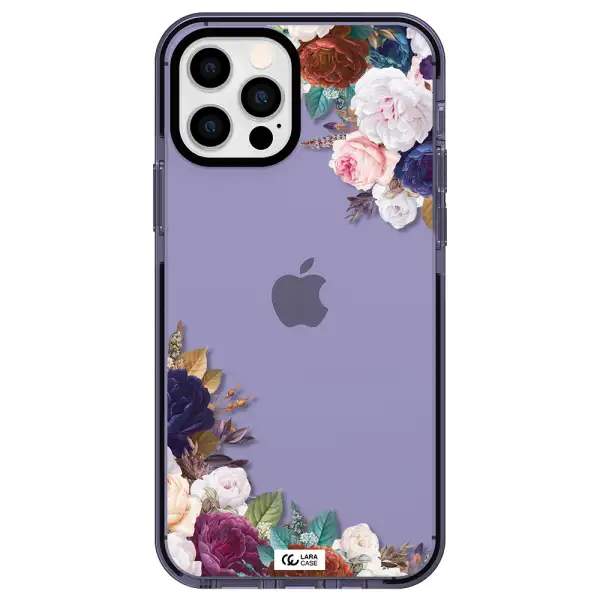 a corner of flowers with leaves Apple iPhone 12 pro impact Lilac Case