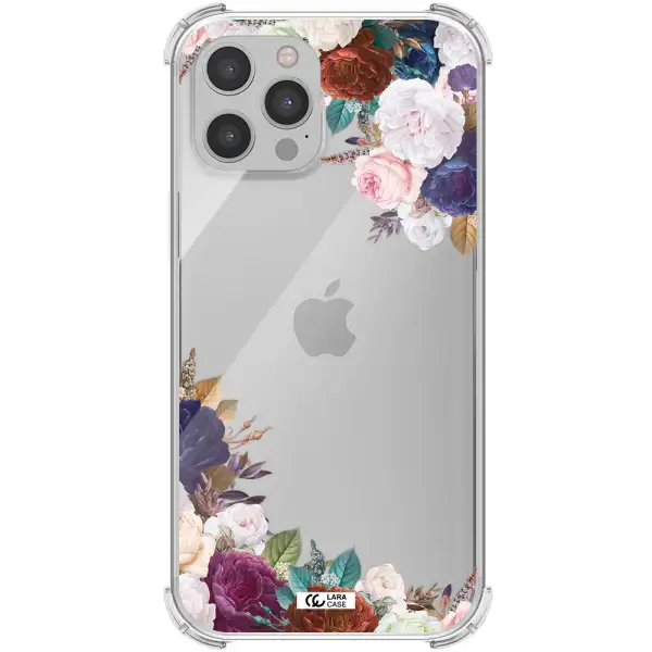 a corner of flowers with leaves Apple iPhone 12 pro max Clear PC Case