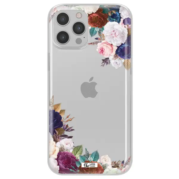 a corner of flowers with leaves Apple iPhone 12 pro max Clear TPU Case
