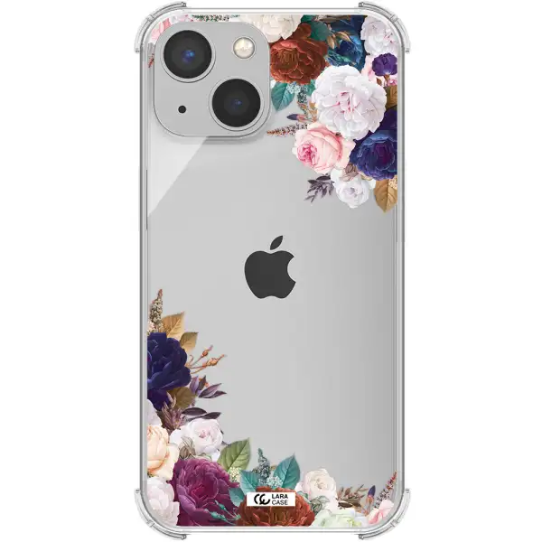 a corner of flowers with leaves Apple iPhone 13 Clear PC Case