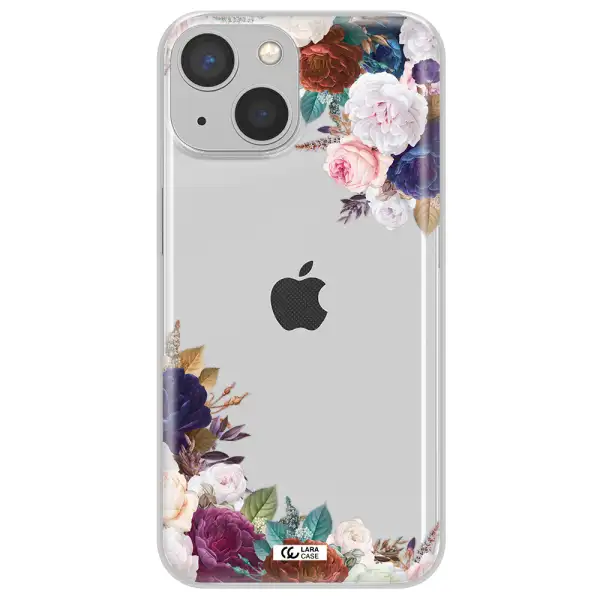 a corner of flowers with leaves Apple iPhone 13 Clear TPU Case