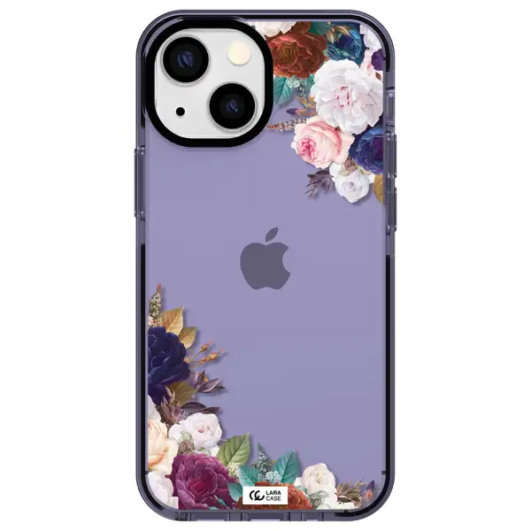 a corner of flowers with leaves Apple iPhone 13 mini impact Lilac Case