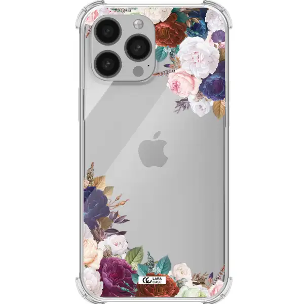 a corner of flowers with leaves Apple iPhone 13 Pro Max Clear PC Case