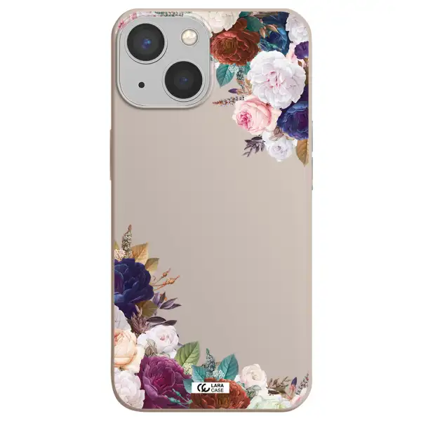 a corner of flowers with leaves Apple iPhone 13 Silicone Stone Case