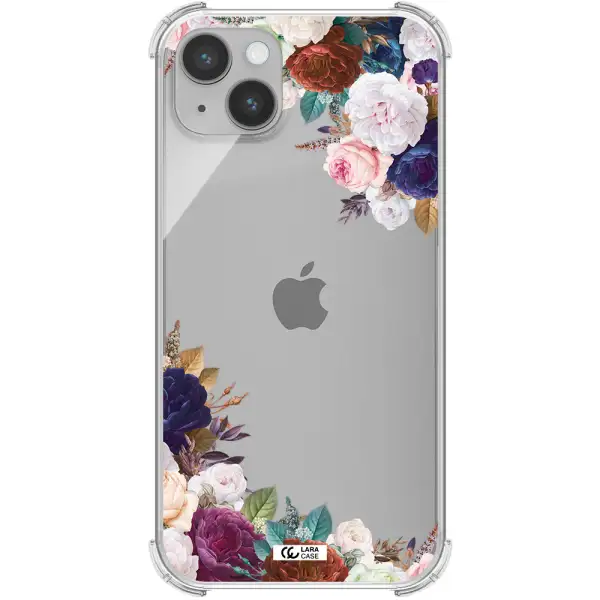 a corner of flowers with leaves Apple iPhone 14 Clear PC Case